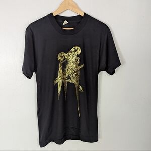 Vintage Single Stitch Gold Parrot Screen Stars T-shirt Size M